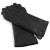 Vermari Milano VWGL-4007 - pair of black leather gloves laid horizontally, braided stitching along the edge and embossed logo