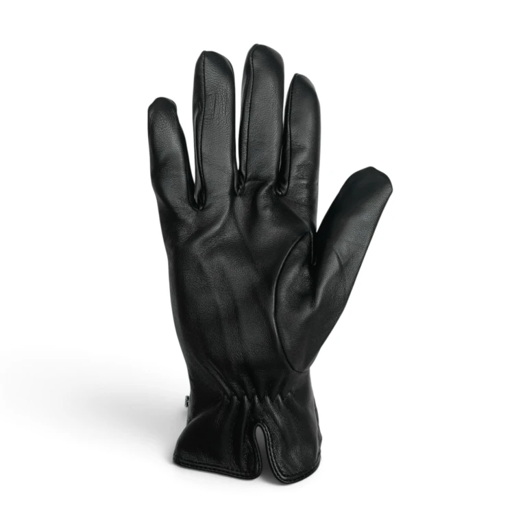 Men's touchscreen leather gloves Vermari Milano VMGL-2010L - palm side with cuff slit and gathered wrist