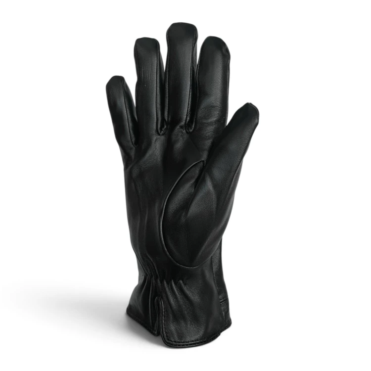 Men's touchscreen leather gloves Vermari Milano VMGL-2010L - palm side with open cuff and no closure