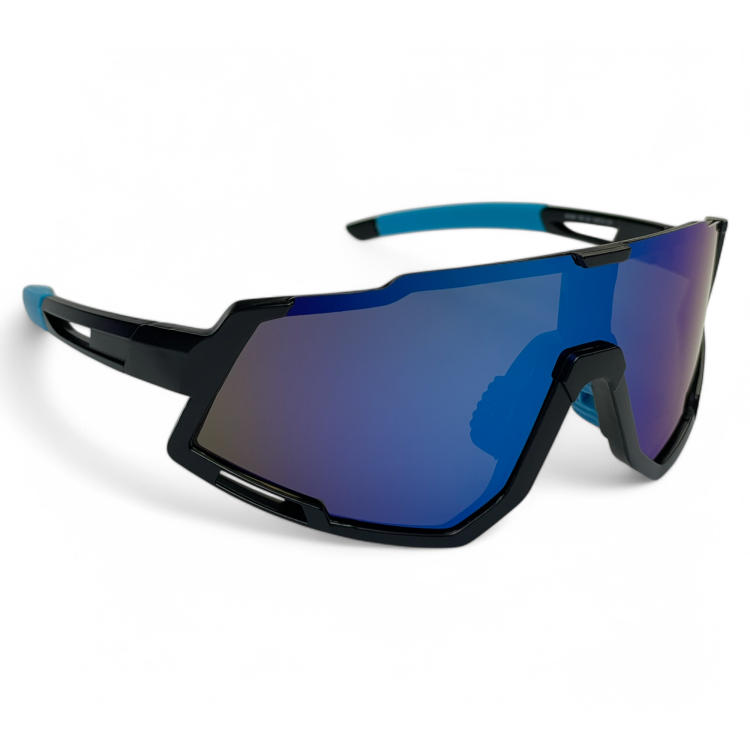 Okulary M100 C2 - widok z lewej strony, niebieskie akcenty