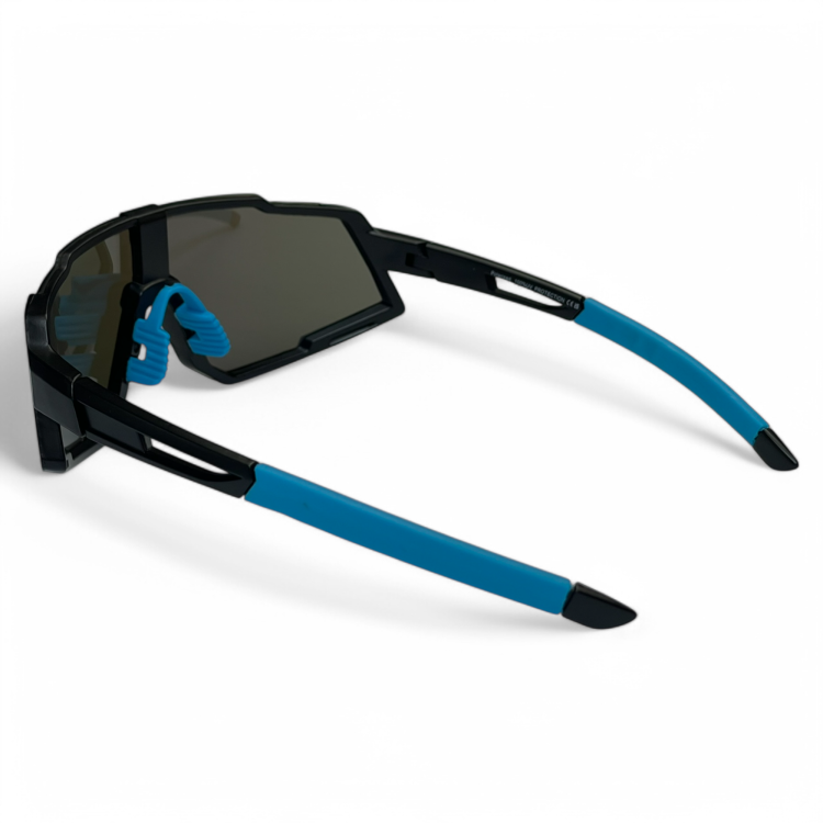 Okulary M100 C2 - widok z prawej strony, niebieskie akcenty