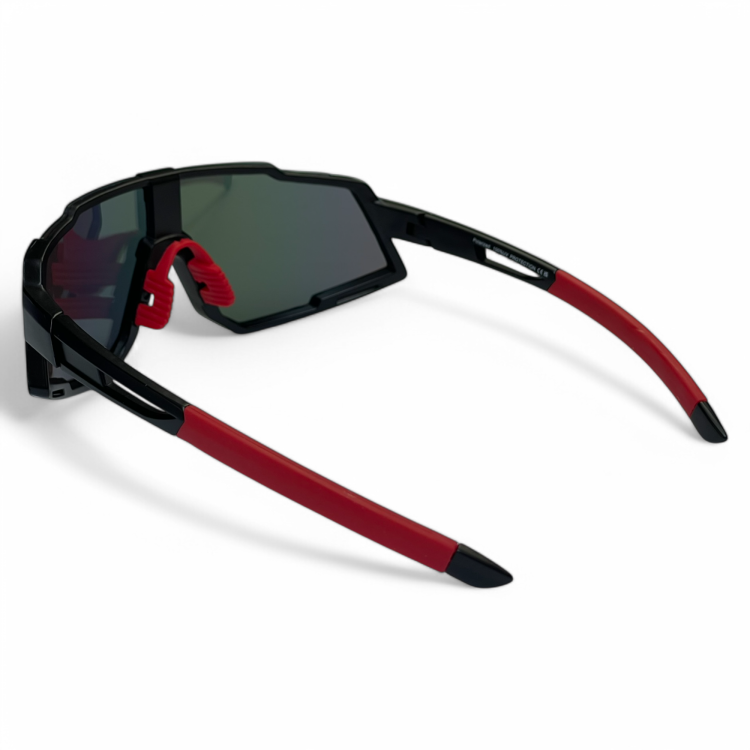 M100 C3 okulary sportowe czarne z czerwonymi zausznikami - widok od góry