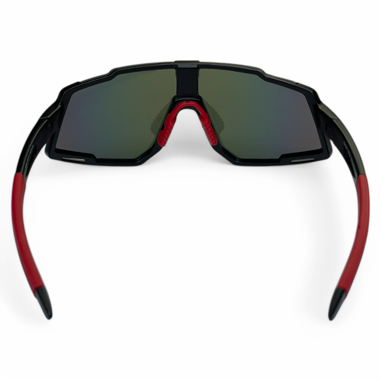 M100 C3 okulary sportowe czarne z czerwonymi zausznikami - widok z tyłu