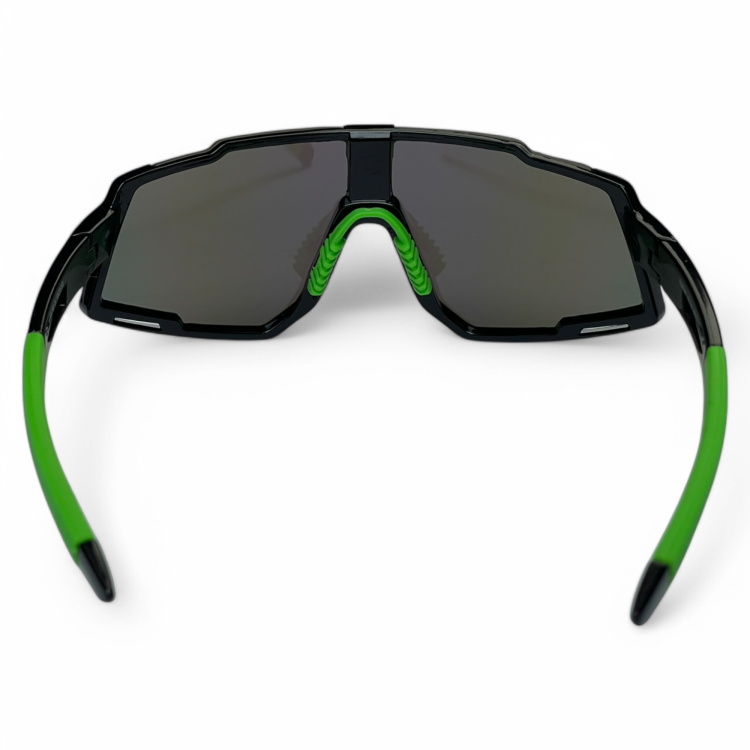 M100 C4 okulary sportowe czarne z zielonymi zausznikami - widok z góry