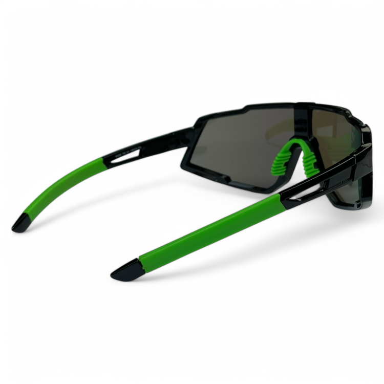 M100 C4 okulary sportowe - z czarnymi zausznikami i zielonymi akcentami