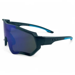 Okulary rowerowe PRIUS Miami M101 C2 – polaryzacja HD, UV400, maska sportowa czarno-niebieskie