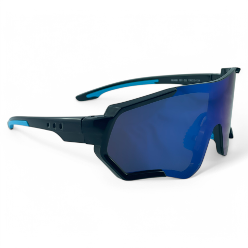 M101 C2 okulary sportowe czarno-niebieskie z niebieskimi soczewkami - widok z przodu
