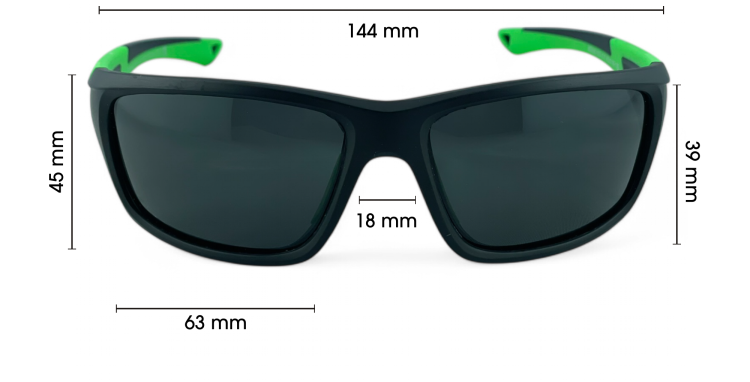 Okulary sportowe M103 C1 wymiary - 144mm x 39mm x 18mm x 63mm