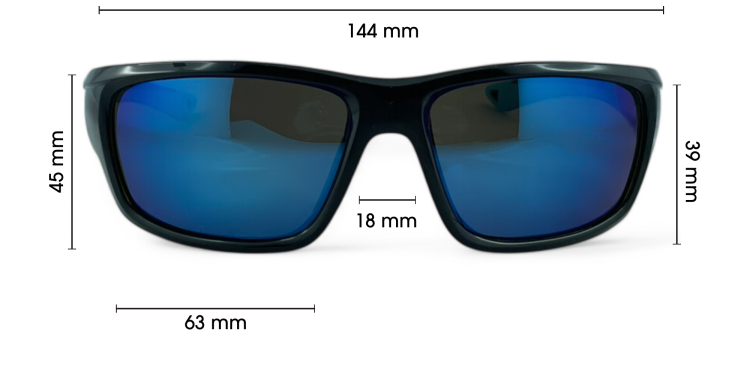 Okulary sportowe M103 C2 wymiary - szerokość 144 mm, wysokość 45 mm