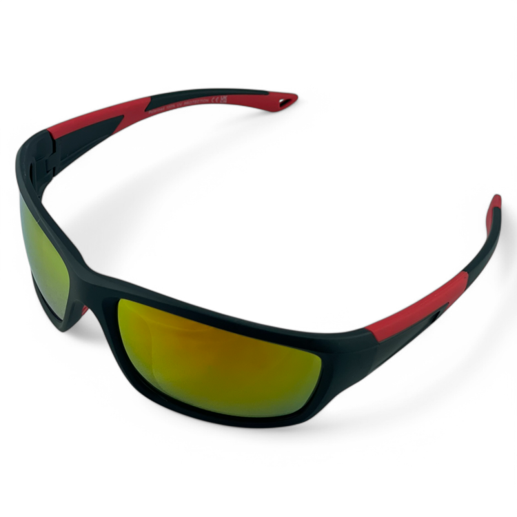 okulary M103 C3 czarne z czerwonymi zausznikami i etui - widok 3/4