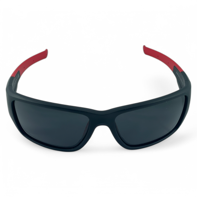 M104 C1 okulary sportowe czarne z czerwonymi zausznikami - frontalnie