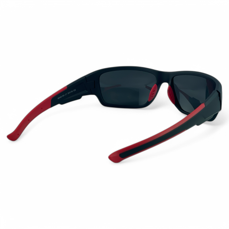M104 C1 okulary sportowe czarne z czerwonymi akcentami - widok z góry