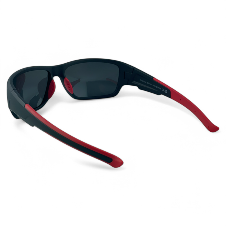 M104 C1 okulary sportowe czarne z czerwonymi detalami - widok z boku