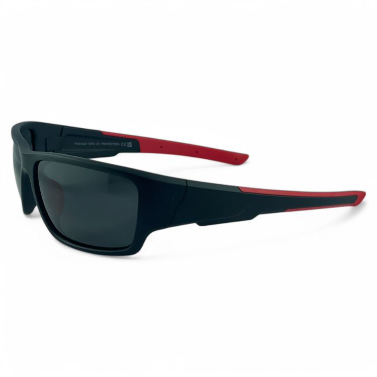 M104 C1 okulary sportowe czarne z czerwonymi zausznikami - lewy bok