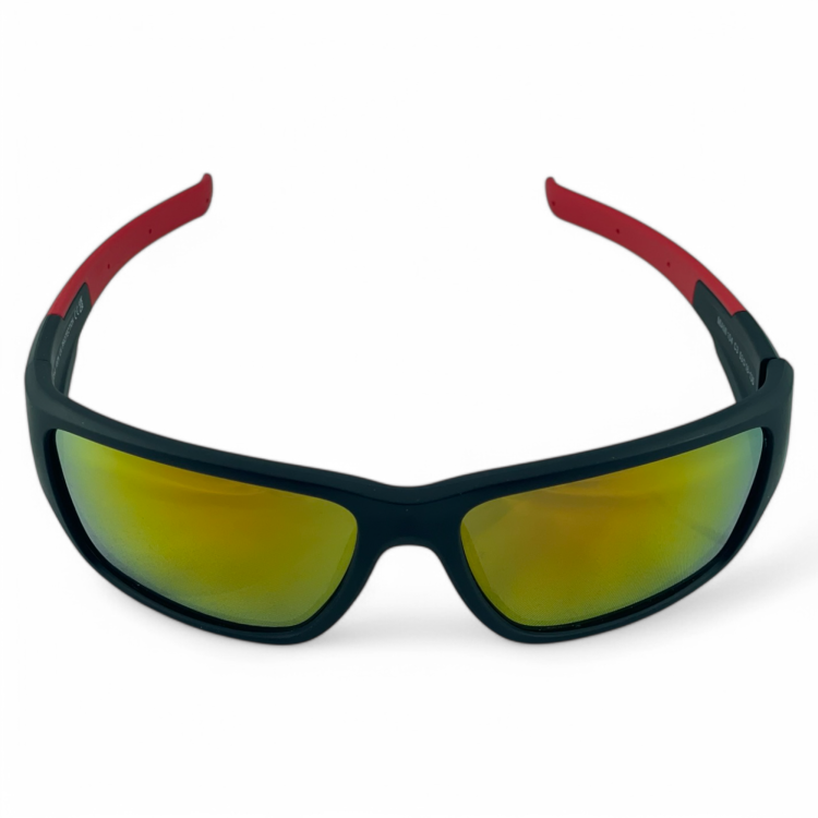 M104 C3 okulary sportowe czarne z czerwonymi zausznikami - widok z góry