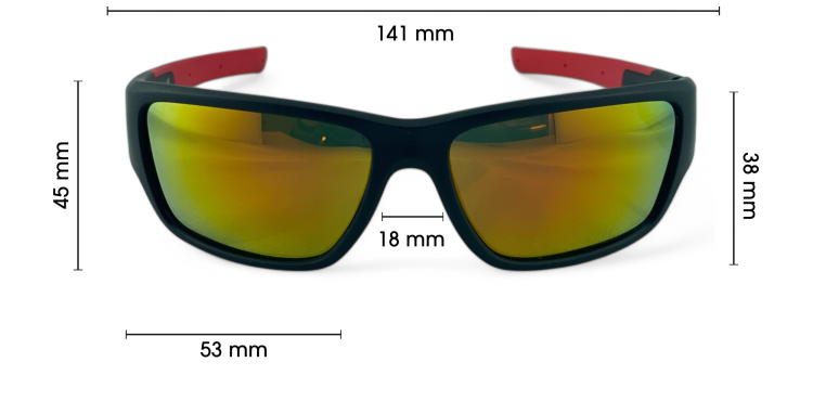 M104 C3 okulary sportowe wymiary - szerokość 141mm, wysokość 45mm