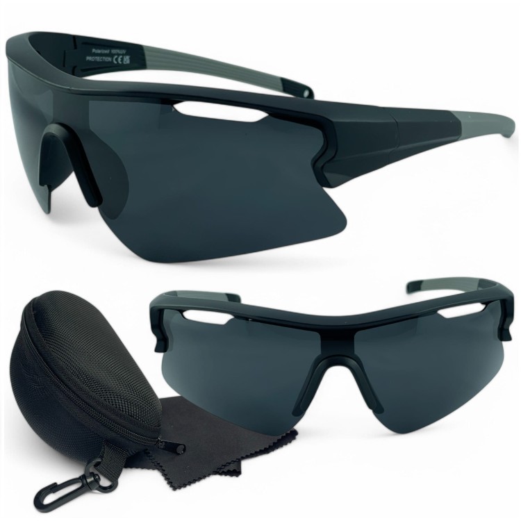 M106 C1 okulary sportowe czarne z etui i ściereczką - zestaw