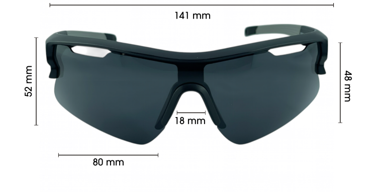 M106 C1 okulary sportowe czarne - wymiary