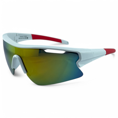 Okulary sportowe M106 C3 białe-czerwone lustrzane - widok z boku