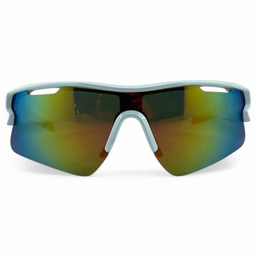 Okulary sportowe M106 C3 białe-czerwone lustrzane - widok z przodu