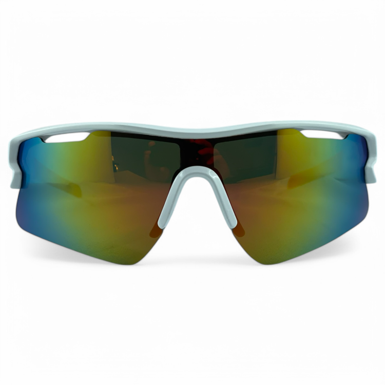 Okulary sportowe M106 C3 białe-czerwone lustrzane - widok z przodu