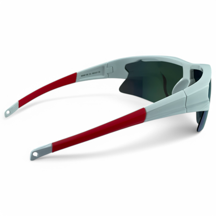 Okulary sportowe M106 C3 białe-czerwone - widok z boku z tyłu