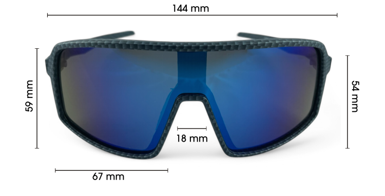 M107 C4 okulary sportowe wymiary - widok z przodu