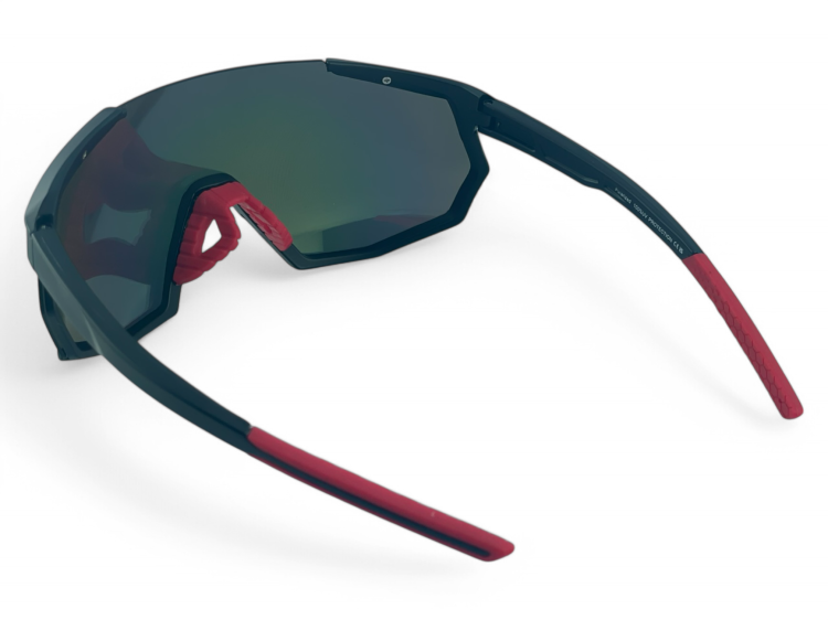 M108 C3 okulary sportowe czarne z czerwoną końcówką - widok od tyłu
