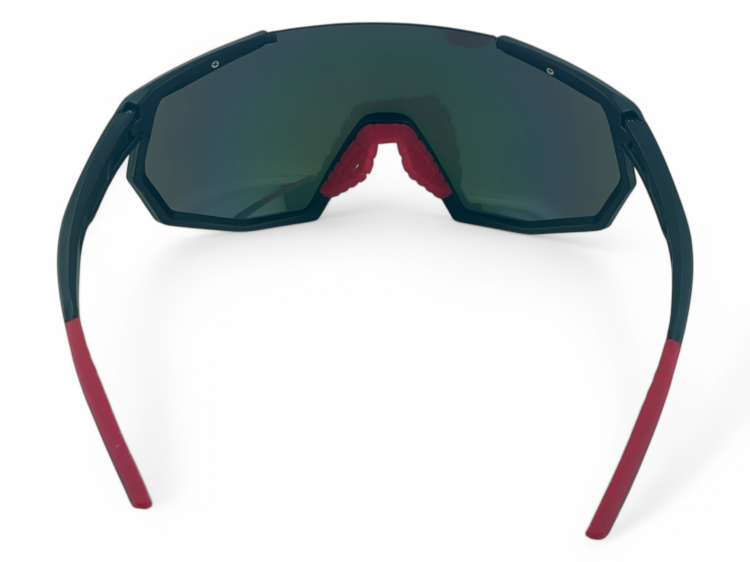 M108 C3 okulary sportowe czarne z czerwoną końcówką - widok od góry z tyłu