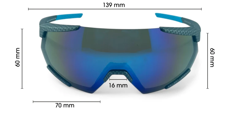 Okulary sportowe M108 C4 - wymiary 139x60x16 mm, szeroka soczewka lustrzana
