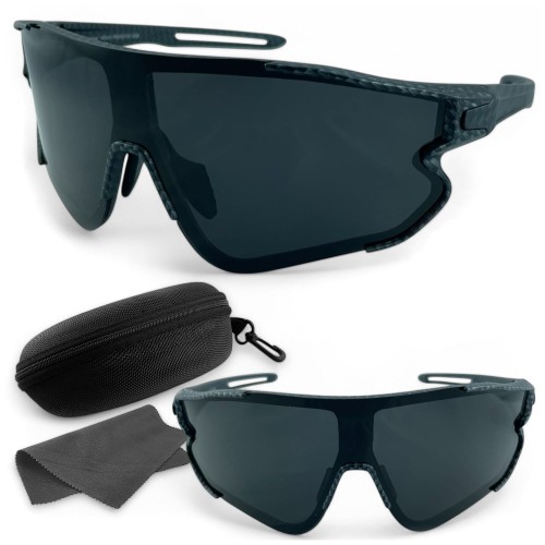 Okulary M109 C4 sportowe czarne karbon z etui i ściereczką - widok z góry