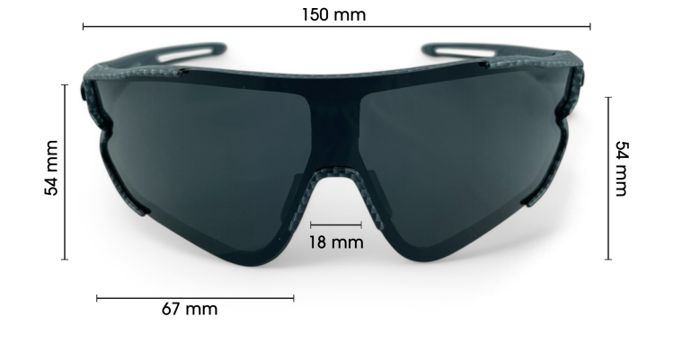 Okulary M109 C4 sportowe czarne karbon - wymiary