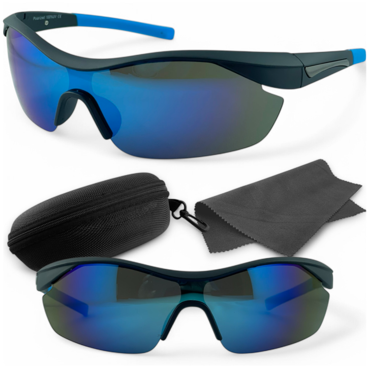 Polaroid M112 C2 okulary sportowe niebieskie z etui i ściereczką - zestaw