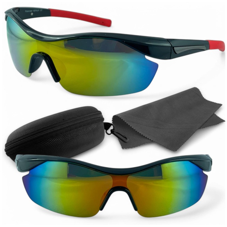 OKULARY M112 C3 sportowe wielokolorowe lustrzane z etui i ściereczką - widok z przodu