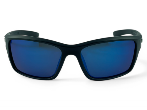 M113 C2 okulary sportowe czarne niebieskie soczewki - widok z przodu