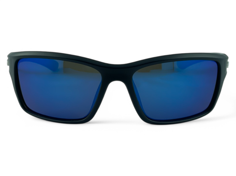 M113 C2 okulary sportowe czarne niebieskie soczewki - widok z przodu