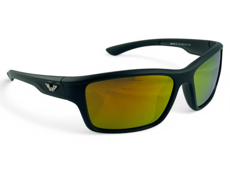 NIKE Maverick M black okulary sportowe lustrzane - widok z boku z przodu