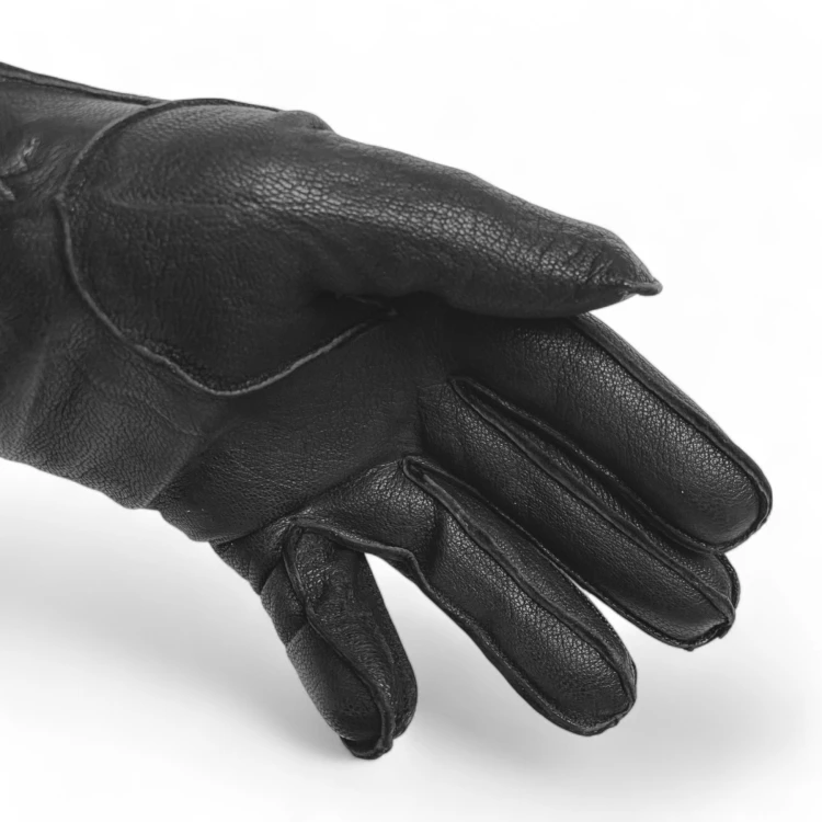 Men's leather gloves PRIUS LUX PRMG-2005B - close-up of the palm side and outseam stitching at the fingers