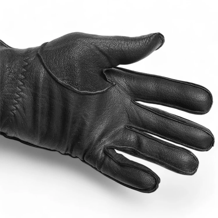 Men's leather gloves PRIUS LUX PRMG-2005B - palm side with the thumb raised on a white background