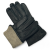 Men's leather gloves PRIUS LUX PRMG-2005B - laid crosswise with a wide folded gray-beige knit cuff