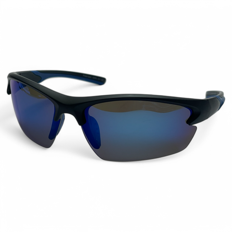 M117 C2 okulary sportowe czarne z niebieskim lustrem - przód