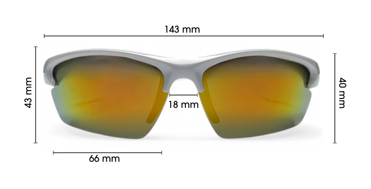 M117 C3 okulary sportowe wymiary 143x43mm - widok z przodu