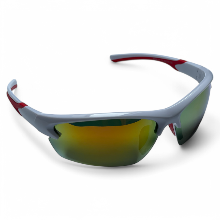 M117 C3 okulary sportowe białe z czerwonymi elementami - widok z boku