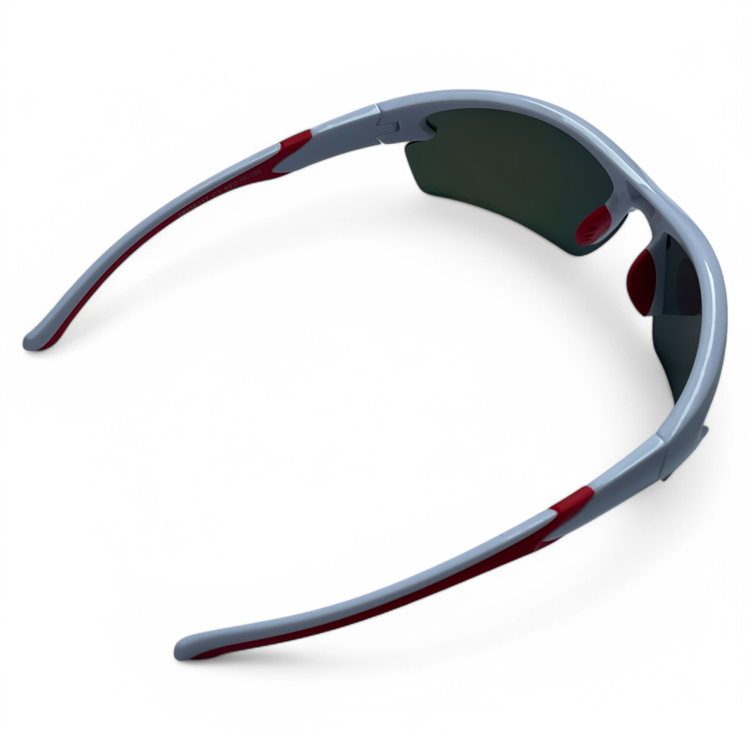 M117 C3 okulary sportowe białe z czerwonymi zausznikami - widok z góry