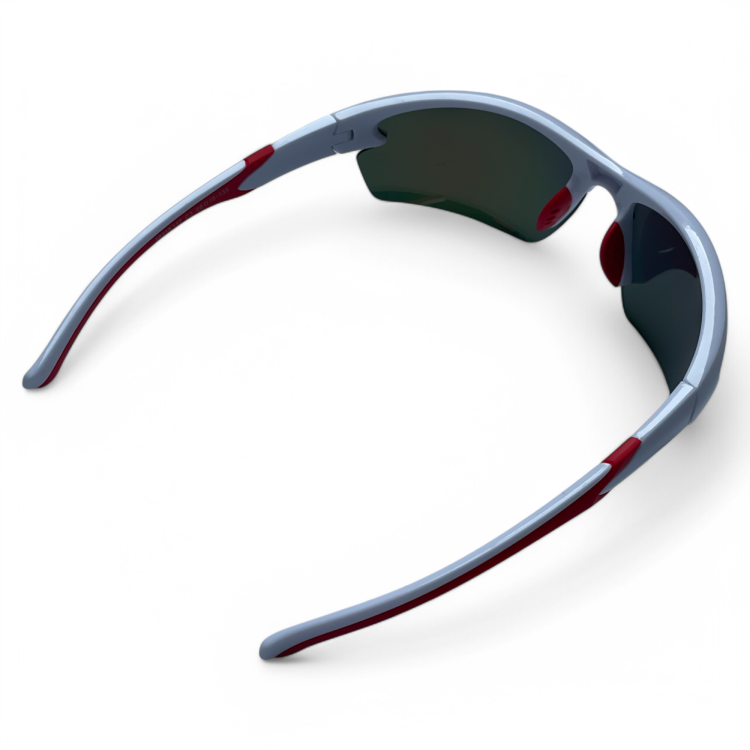 M117 C3 okulary sportowe białe z czerwonymi zausznikami - widok z boku