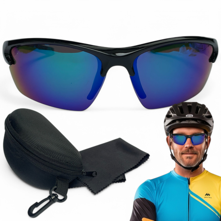 M117 C4 okulary sportowe niebieskie z akcesoriami - widok