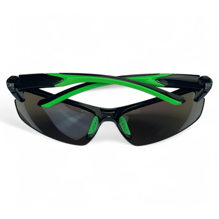 M117 C4 okulary sportowe czarne z zielonymi zausznikami - tył