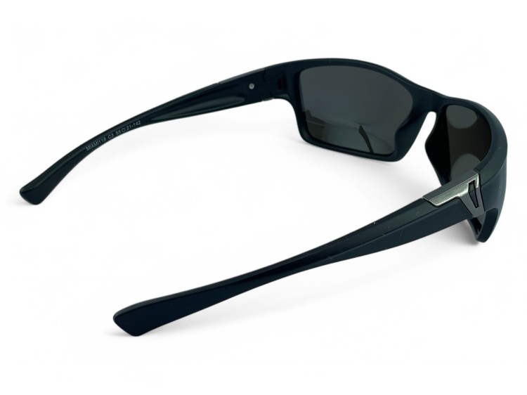 Polarized 100% UV-CE okulary sportowe czarne matowe - widok z tyłu