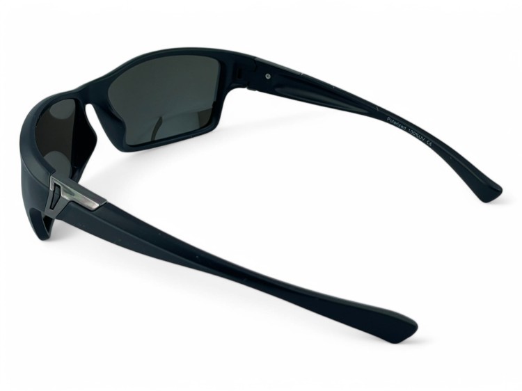 Polarized 100% UV-CE okulary sportowe czarne matowe - widok z przodu