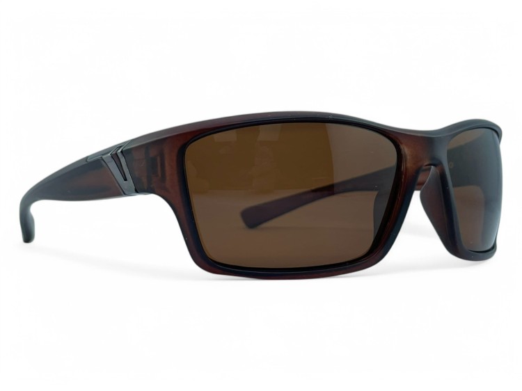 Okulary sportowe M118 C4 brązowe - widok z przodu-boku